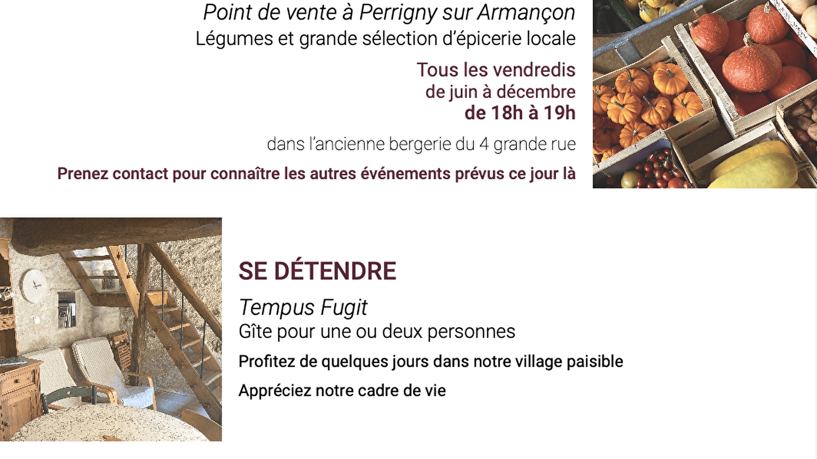 Point de vente légumes et épicerie locale 'Terre d'Isis' - Perrigny-sur-Armançon