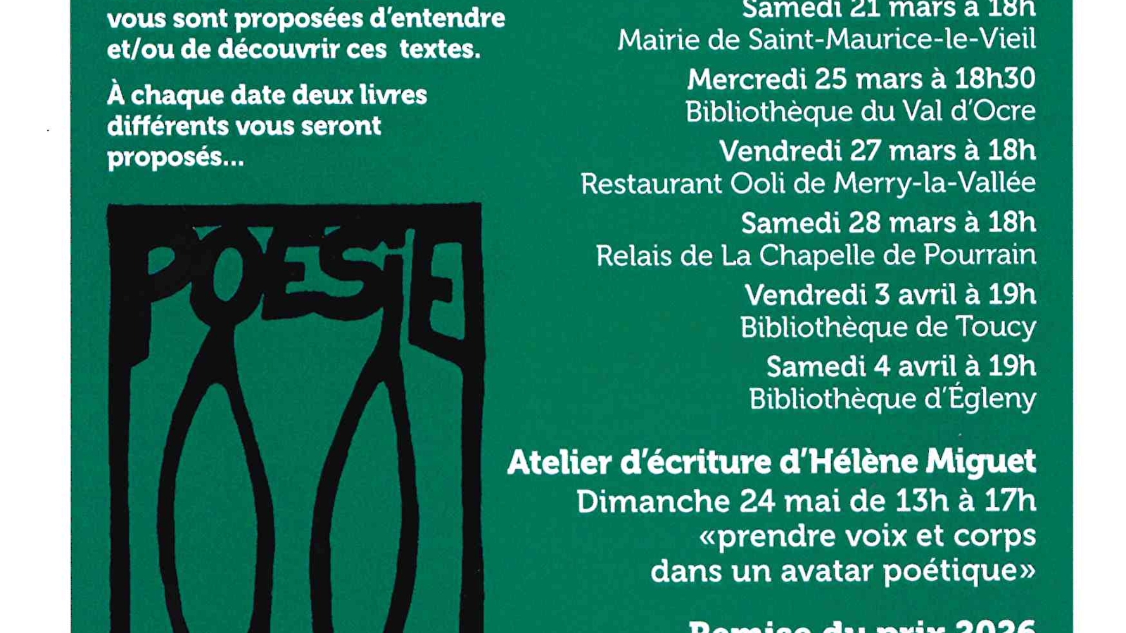 Poésie en chemin - lectures des livres finalistes du prix de poésie du Bellovidère 2026