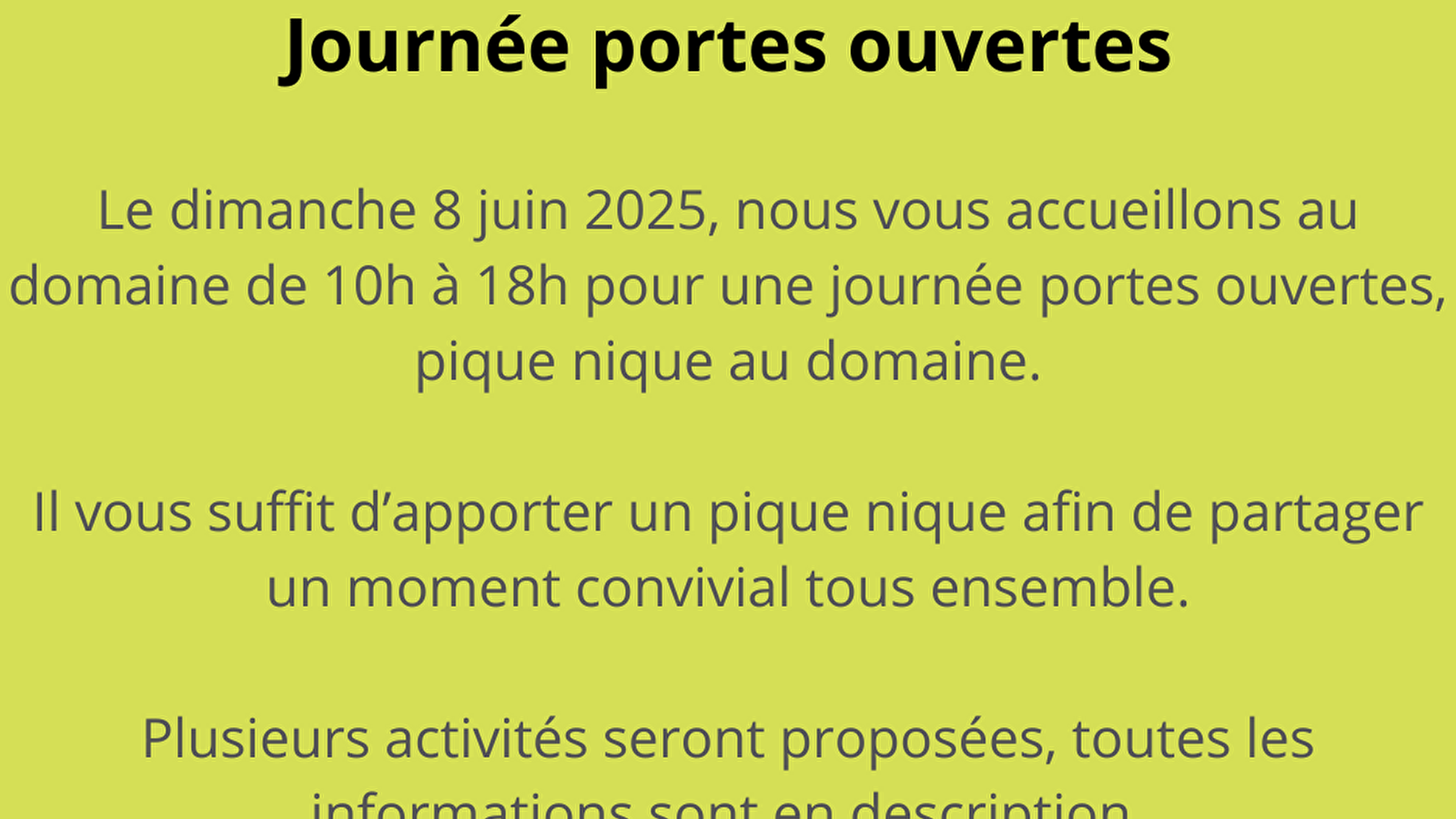 Portes-ouvertes et pique-nique au domaine