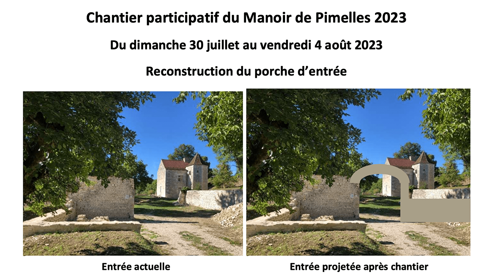 Chantier participatif - Reconstruction du porche d’entrée du  Manoir de Pimelles